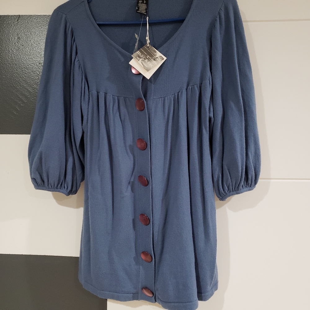 BNWT MAC & JAC tunic button puff-sleeve top (S) - Picture 6 of 6